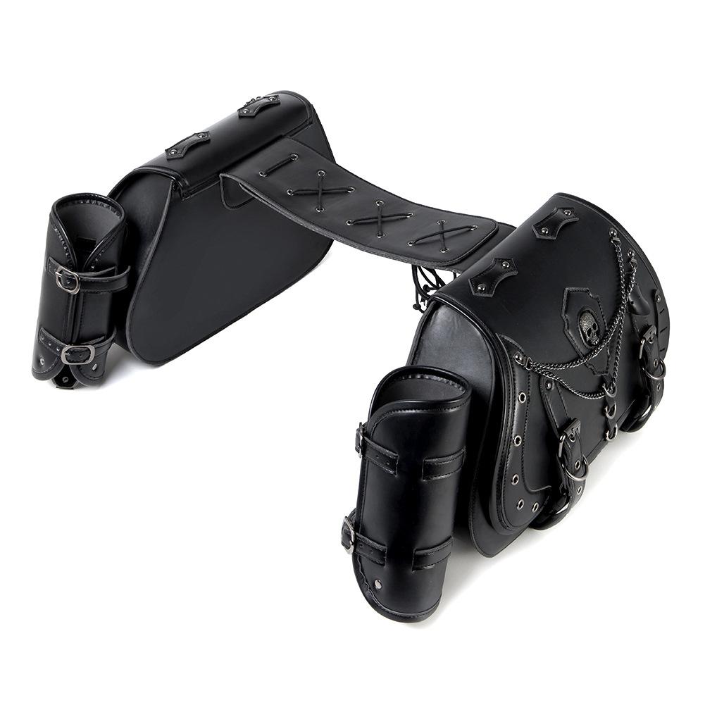 Universal Retro Motorcycle Saddlebag Throwover Saddlebags for Harley XL883 Honda Yamaha Suzuki PU Leather with Cup Side Gear Bag