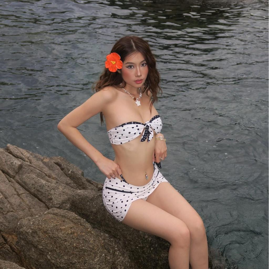 Women's Polka Dot Spicy Girl Bikini: Split Skirt Style, Sexy Tummy Coverage, Slimming, Vacation Beachwear