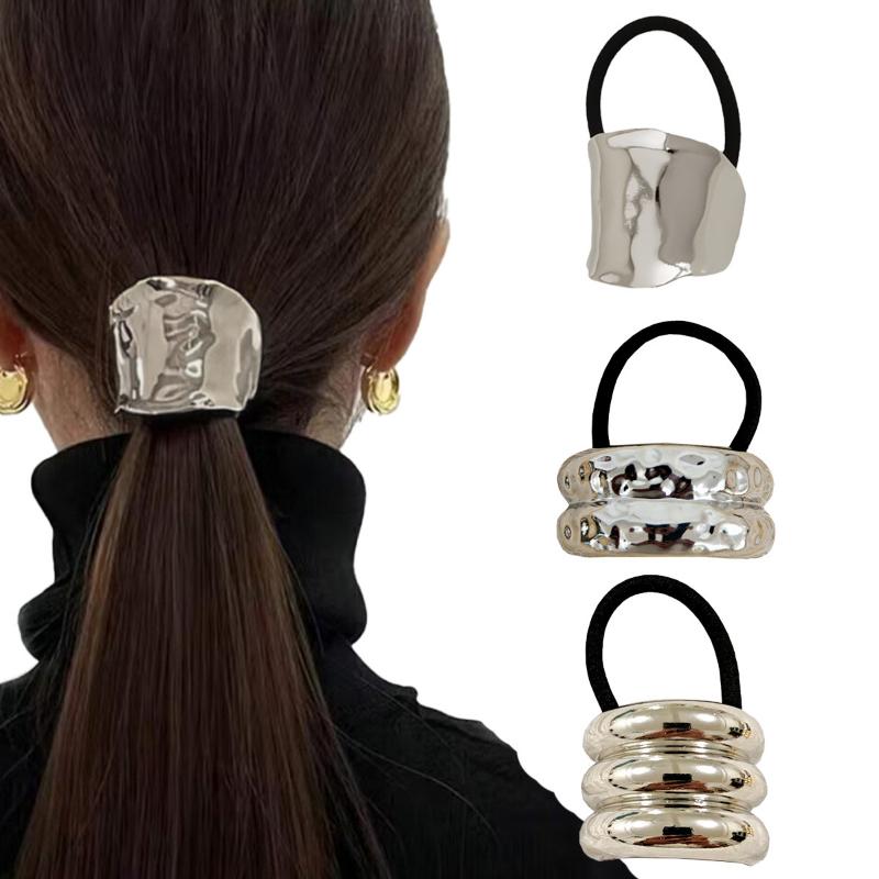 Fashion Alloy Headband Headdress Cool Style Ponytail Hair Ring High-end Seamless Hairband Set