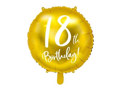 Balon Foliowy 18Th Birthday Złoty 45Cm