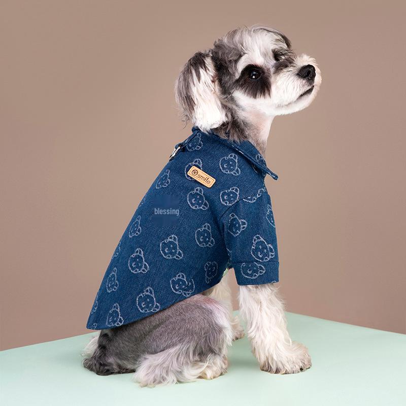 Pet Seasonal Trendy Denim Shirt for Small to Medium Dogs and Puppies