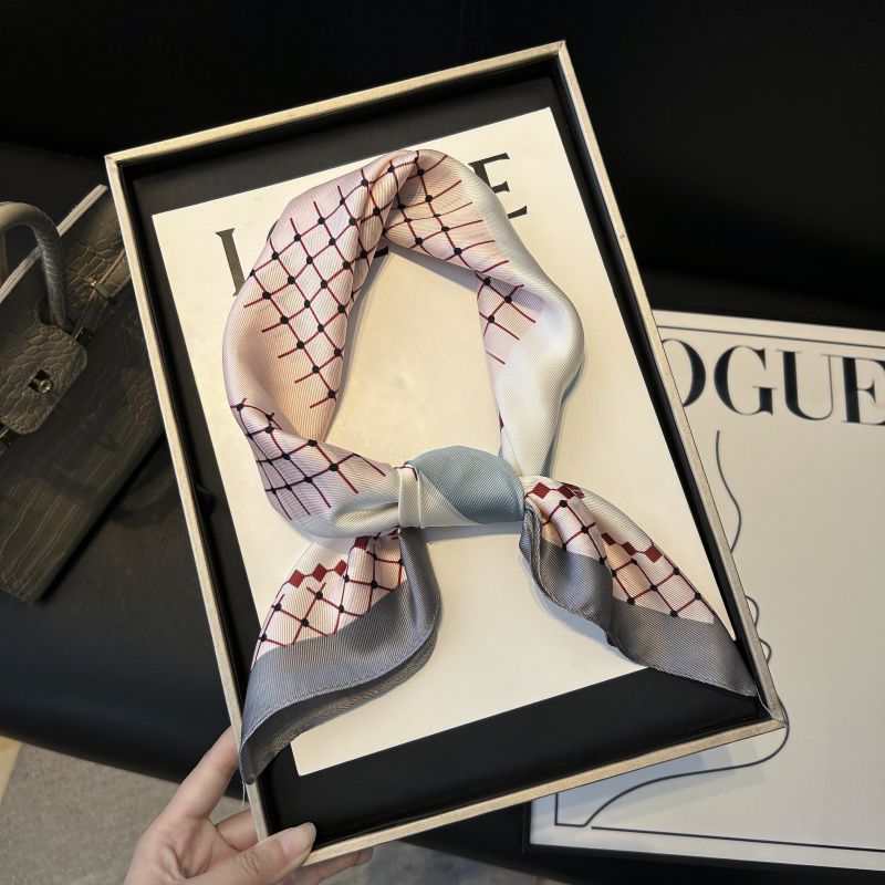 Dekorativer Seidenschal mit einfacher Textur für Damen im neuen Stil für Frühling und Herbst, Sommermode, vielseitiger Kopftuch, Arbeitsschal