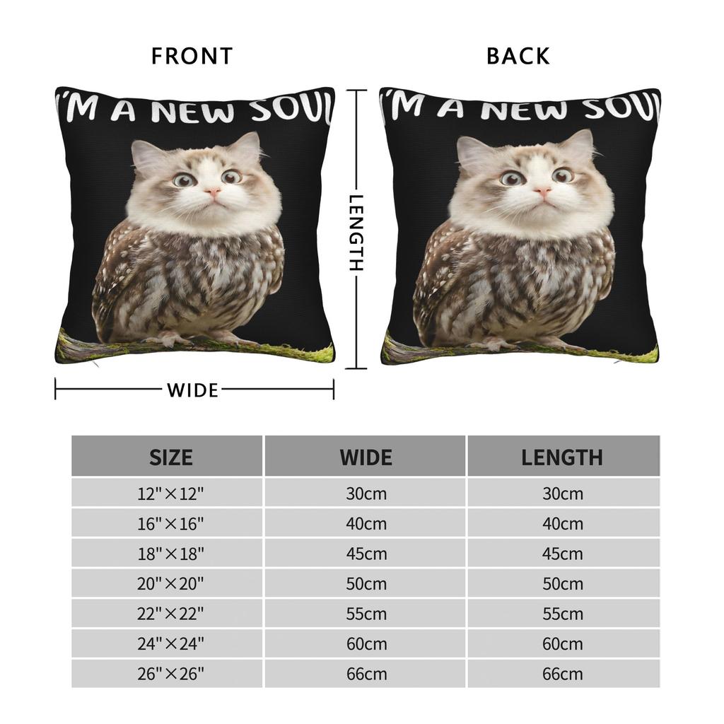 Pillow Case My Spirit Animal Funny MeowlCursed Cat Owl Brainrot Meme Pillow Cover For Living Room Sofa Kawaii Pillowcases