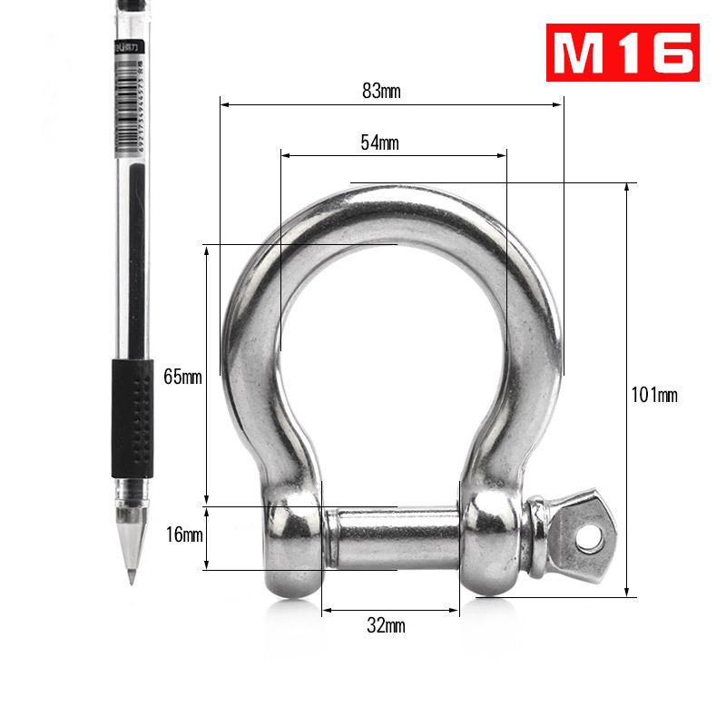 304 Stainless Steel Bow Shackle - Tow Hook, Marine Rope Ring, Chain Lifting Rigging Connector