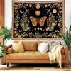 Mystical Moon Phase Butterfly Tapestry, Floral & Celestial Print with Wildflowers, Wall Decor for Nature & Witchy Rooms