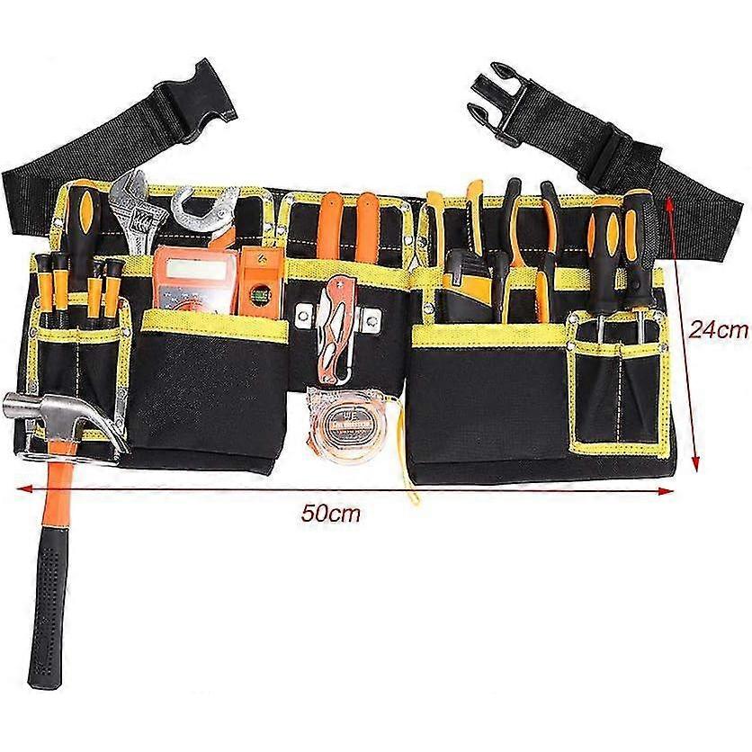 Werkzeuggürtel mit 11 Taschen, Werkzeughalter, aus wasserdichtem Oxford-Gewebe, mit verstellbaren Gurten