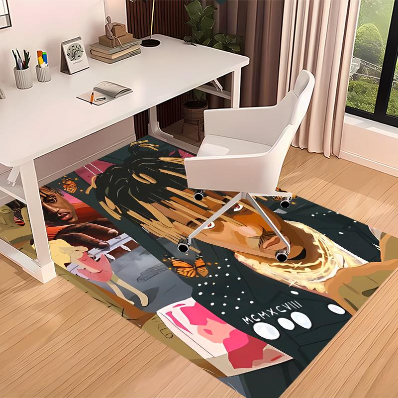 1pc Juice WRLD Print Area Rug - Soft, Washable Non-Slip Indoor Mat for Office Chairs, Living Room, Home Office Decorative Rug