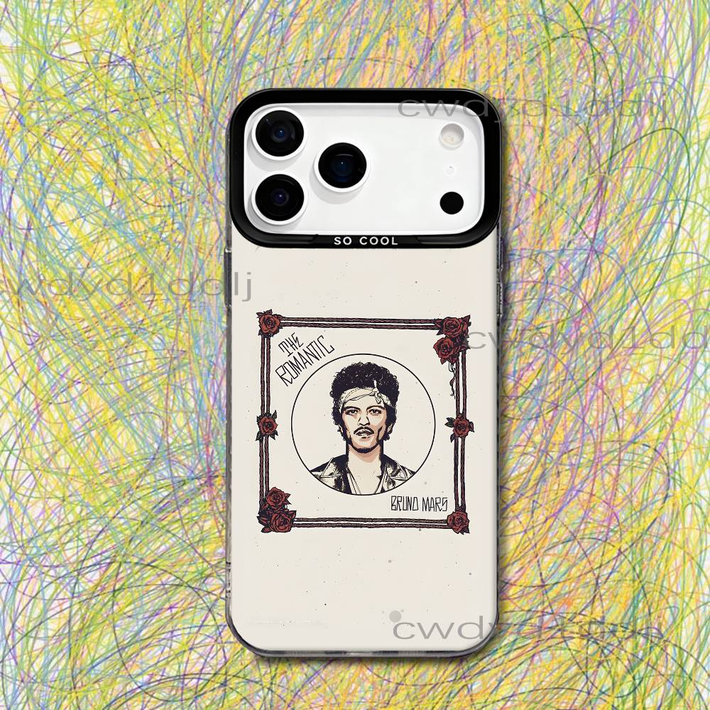 

B-Bruno Mars The Romantic Phone Case For iPhone 17,16,15,14,13,12,X,8,Pro,Max,Plus,SE4,Air,Mini HD Black IMD Matte iPhone14Pro