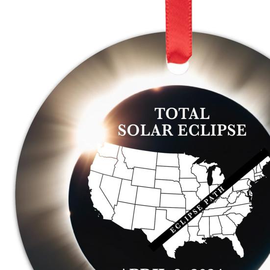2024 Solar Eclipse Decoration Acrylic Path of Totality States Ornament Total Solar Eclipse Round Pendant Astronomy Lovers Keepsake Gift