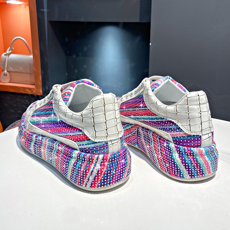 Μόδα 2025 Μόδα Πολυτελή Αθλητικά Παπούτσια Γυναικεία Μοντέρνα Υψηλής Ποιότητας πολύχρωμα Κρύσταλλα Γυναικεία Casual Παπούτσια Μόδα Λαμπερά Γυναικεία Παπούτσια