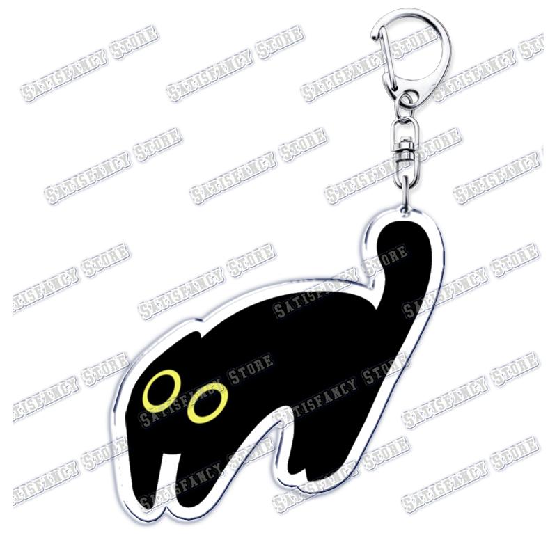Cute Kawaii Little Black Cat Acrylic Keychains Funny Pet Kitty Keyring for Accessories Bag Pendant Key Chain Jewelry Fans Gifts