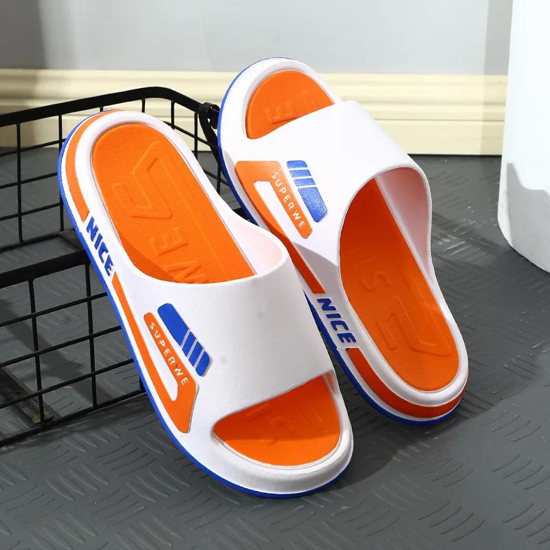 2024 New Men's Slippers Anti-Slip Deodorant-Free Outer Wear Bathroom Home Trendy Summer Slippers PVC Base PVC Face Material