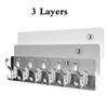 6 Row Multipurpose Hooks Nail-free Transparent Holder Strong Self Adhesive Wall Hook Kitchen Bathroom Traceless Hanger Stickers