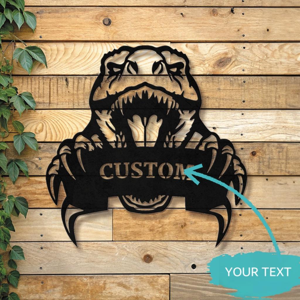 Custom Dinosaur Metal Sign Personalized Wall Art Home Office Man Cave Decor
