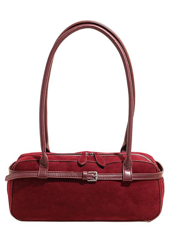 Yuezi Frosted Leather Baguette Bag: 2025 Autumn/Winter Boston Shoulder & Underarm Handbag