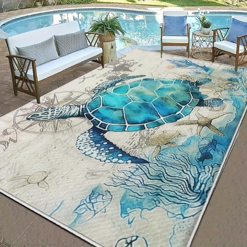Tappeto 3D tartaruga marina per soggiorno Decorazioni per la casa Divano tavolo Tappeti di grandi dimensioni Camera da letto Tappetino antiscivolo Tappetino per ingresso bagno