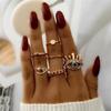 Sada prstenů s českým zlatým řetízkem pro ženy Fashion Boho Coin Snake Moon Rings Dárkové šperky Party Trend