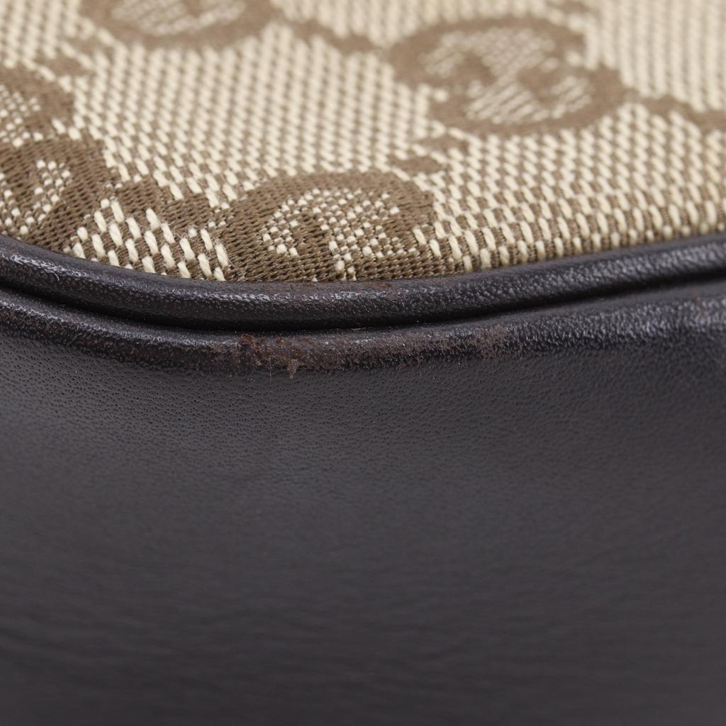GUCCI Bamboo Shoulder Bag 001.387 Handbag Brown GG canvas Women Used