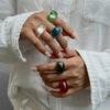 SHIXIN 5 Styles Trendy Smooth Surface Resin Acrylic Chunky Rings for Women Boho Retro Irregular Curved Finger Rings Jewelry Gift