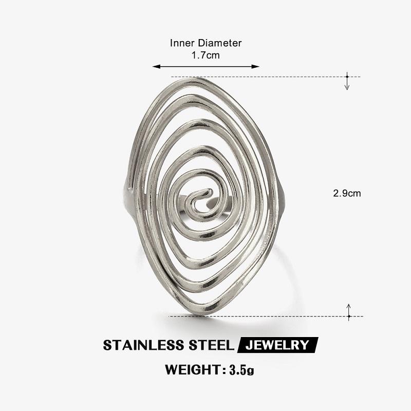 

Vintage Metal Smooth Oval Wide Open Rings For Women Stainless Steel Gold Color Geometric Adjustable Chunky Rings Zircon