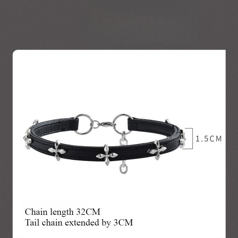 Flower Wreath Thick Neck Ring Choker Collar Retro Patchwork Leather Versatile Pendant