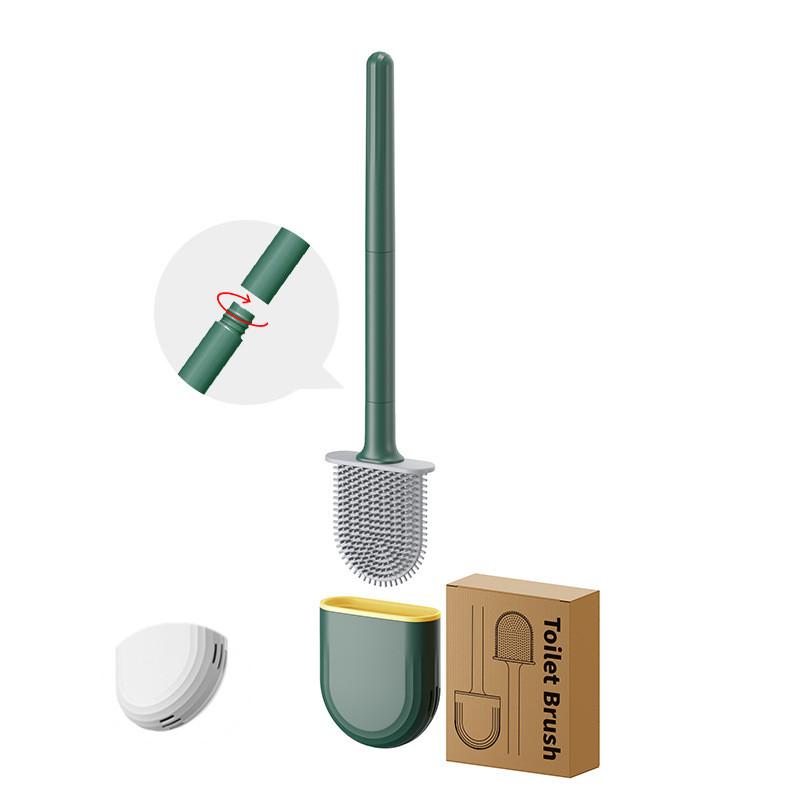 Brosse de Toilette Respirante Flexible en Silicone Avec Support à Séchage Rapide Outils de Nettoyage de Salle de Bain Muraux
