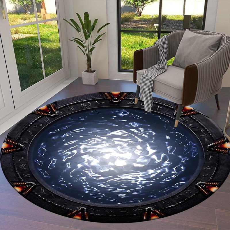 Alfombra Redonda para Zona de Cruce de Vórtice, Alfombra para Sala de Estar, Dormitorio, Sofá, Sala de Juegos, Decoración, Felpudo Antideslizante