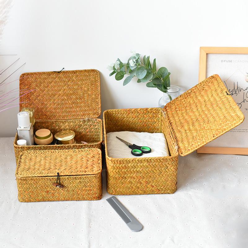 Handmade Rectangular Seagrass Wedding and Party Favor Gift Box