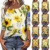 Women's Fashionable Casual Round Neck Three-Quarter Sleeve Printed T-Shirt Top