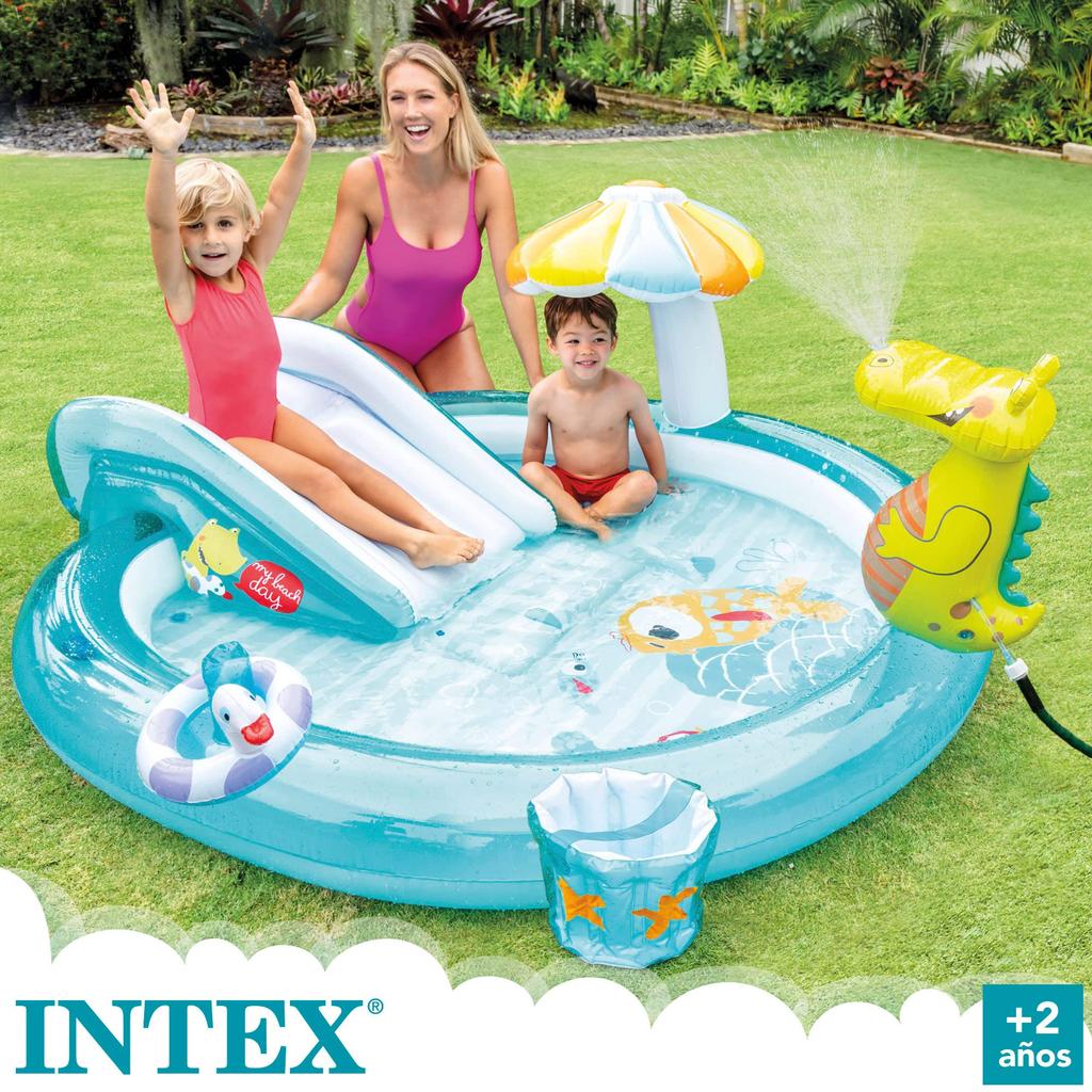 INTEX Gator Play Circular 201 X 170 X 84 Cm Official 57165 Center, Pool, Multicolor, [Japan Product]