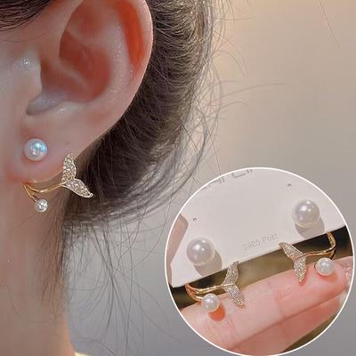Fishtail Pearl Earrings Internet Celebrity Earrings Fashionable Simple Earrings Women's Silver Needle New Style