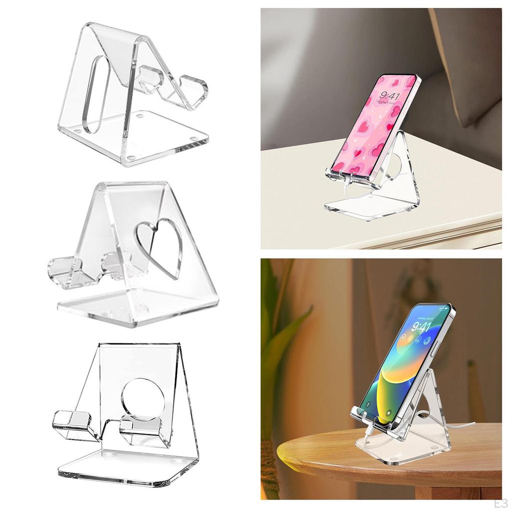 Soporte de exhibición de teléfono de acrílico transparente, soporte para teléfono celular, multiusos, estable, práctico y portátil.