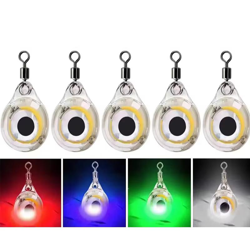 1Pcs LED Deep Drop Fishing Attraction Lure Underwater Eye Shape Fishing Squid Bait Fish Lure Light Flashing Lamps Pesca Lure