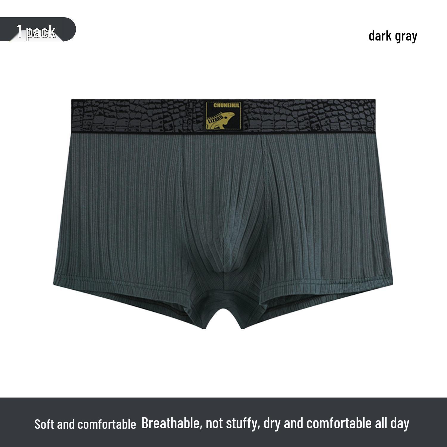 

Men s Cotton Boxer Briefs - Comfortable, Breathable, Trendy Solid & Striped Design 2XL [140-160 jin] темно-сірий