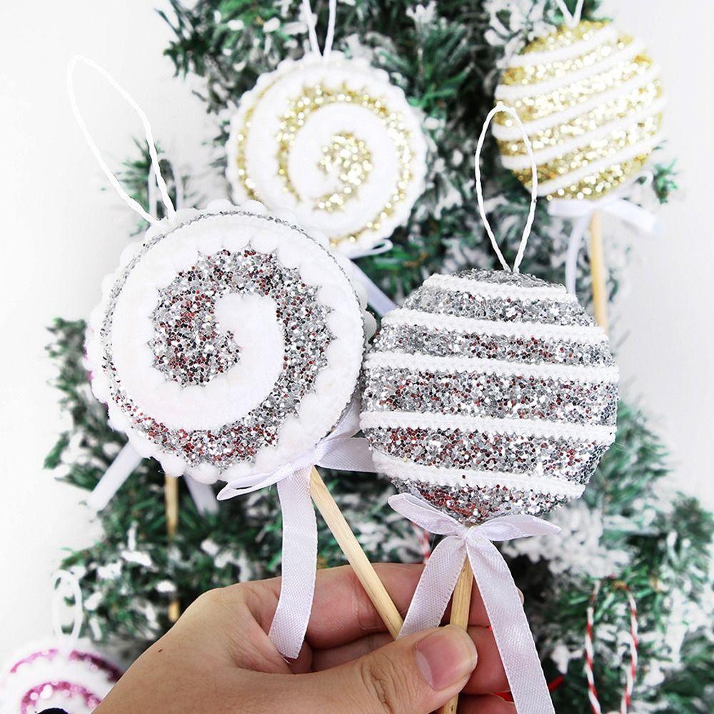 Large Sequins Lollipop Ornament Cartoon Xmas Candy Hanging Decor  Winter Home Decor