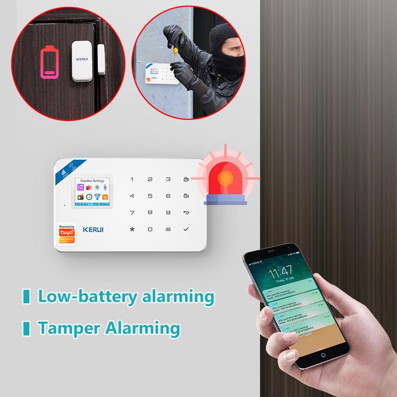 KERUI W181 Alarm System Panel WIFI GSM Alarm for Home Wireless Support Alexa Tuya Smart APP Control with Motion Sensor Siren