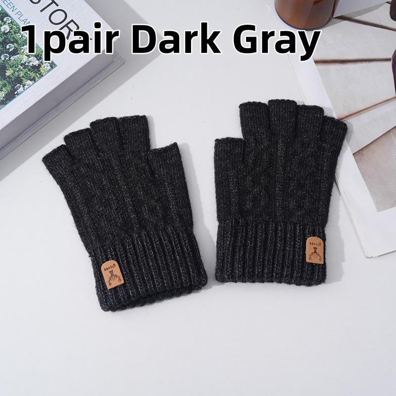1pair Winter Half Finger Gloves Windproof Breathable Casual Glove Suitable For Work Writing Touch Screens Outdoor Cycling Gloves