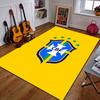 Brazil Football CBF Emblem On Yellow Background Patterned Carpet a Non Slip Rug Suitable for All Seasons and Any Setting, Gift
