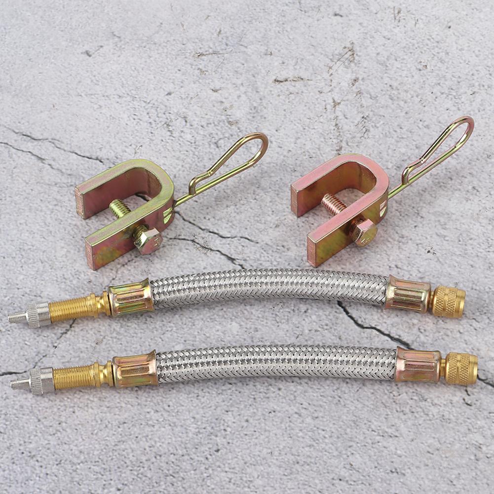 2Pcs Tire Valve Stem Extension Adaptor Stainless Steel Braided Hose Car Universal 150mm