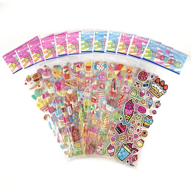 

12 Sheets/Pack Cute Bulk 3D Puffy Stickers for Kids Scrapbooking Laptop Mobile Phone Decoration Girl Boy Birthday Gift