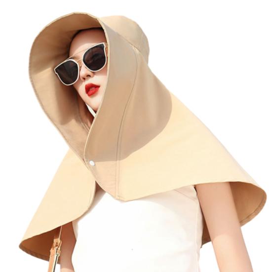 Sun Protection Hat with Large Brim Solid Color Friendly to Skin Quick-Drying Moisture-Wicking Fabric Breathable Cooling Hoodie Hat