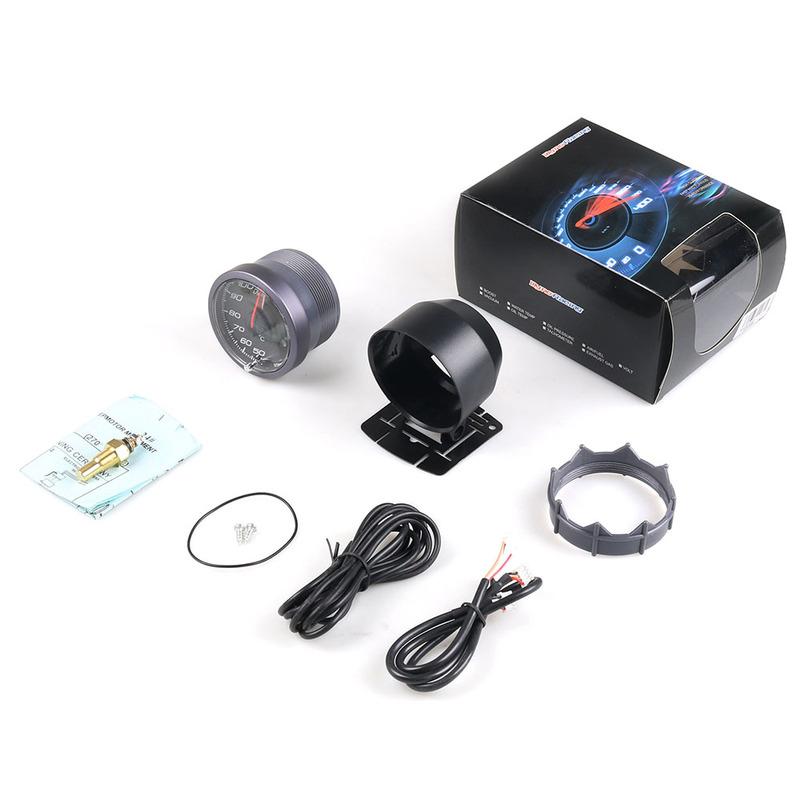 Dynoracing 60MM Black Face Oil Temp Gauge 50-150C White/Amber Light Peak Function Oil Temperature Gauge Car Meter with Sensor