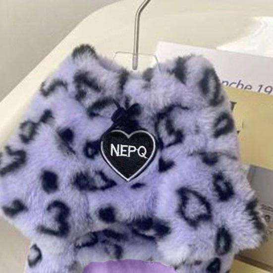 Leopard Print Winter Cat Clothes 2-legged Thickened Warm Soft Lining