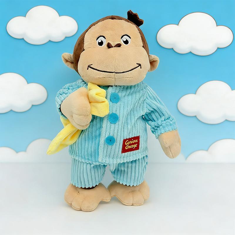 34CM New Cartoon Anime Curious George Plush Toy Monkey Stuffed Animal Doll Soft Game Peripheral Kid Fan Birthday Accompany Gifts