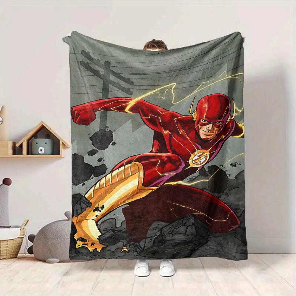 1 Stück Flash Superhelden Decke Polyesterfaser, Ganzjahreskomfort für Sofa, Bett, Büro, Auto, Camping, Ideale Heimdeko & Geschenk, Bürokomfort