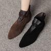 Fashion AIYUQI Women's Ankle Boots 2025 Pointed Toe Vintage Thick Heel Cow Suede Women's Short Boots Large Size Plus Suede Female Boots