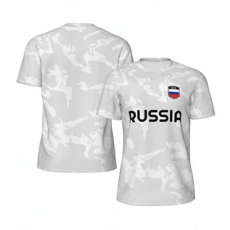 Russian Flag Pattern Men's Football Summer 3D National Emblem Loose Quick Drying T-shirt