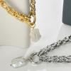 Geometric Square Freshwater Pearls Pendant Choker Chain Necklace Portable for Women Vintage Inspire Baroque Styles