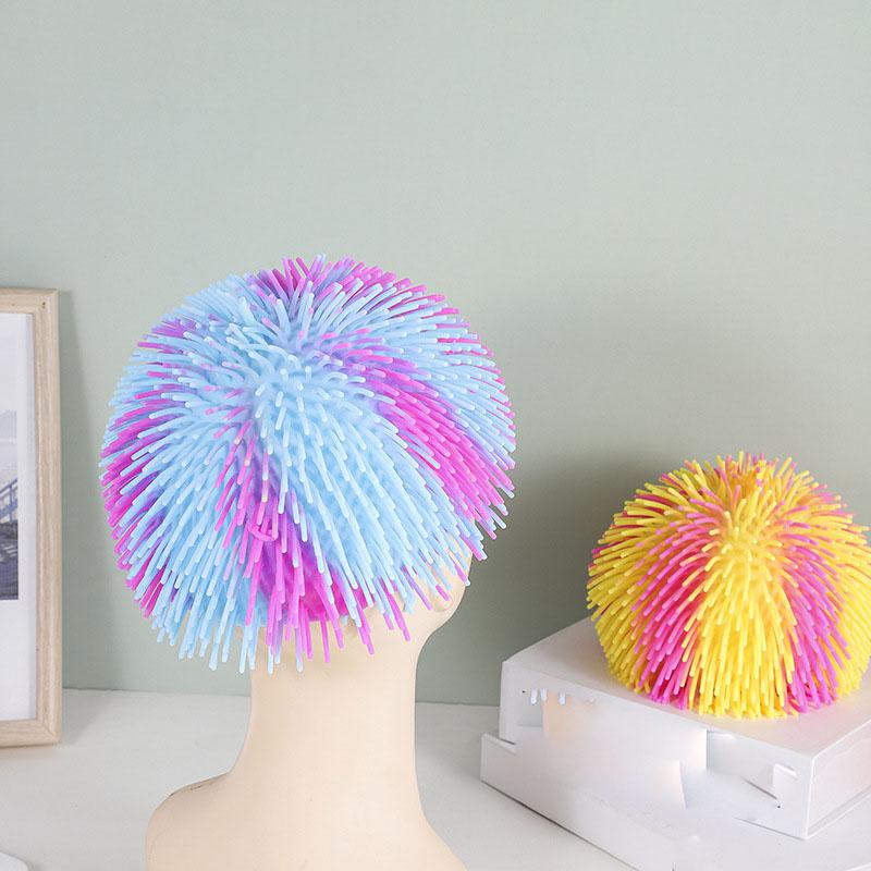 

Funny Soft Rubber Wig Head Cover, Colorful Fluffy Prank Toy, Stress Relief Spiky Hair Party Prop yellow