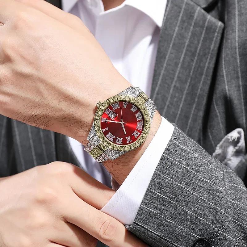 Luxury Men Watches Diamond Golden Watch Ladies Wrist Watch Rhinestone Hip-hop Diamond Bracelet Watch male Clock Relogio Feminino
